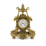 LARGE FRENCH GILT BRONZE MANTEL CLOCK, BY RAINGO FRÈRES, PARIS 19TH CENTURY ornately cast with an