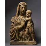 ITALIAN RENAISSANCE TERRACOTTA RELIEF OF THE VIRGIN AND CHILD 15TH CENTURY, PROBABLY FLORENCE the