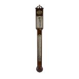 MAHOGANY STICK BAROMETER, BY THOMAS BLUNT, LONDON EARLY 19TH CENTURY the swan neck pediment and