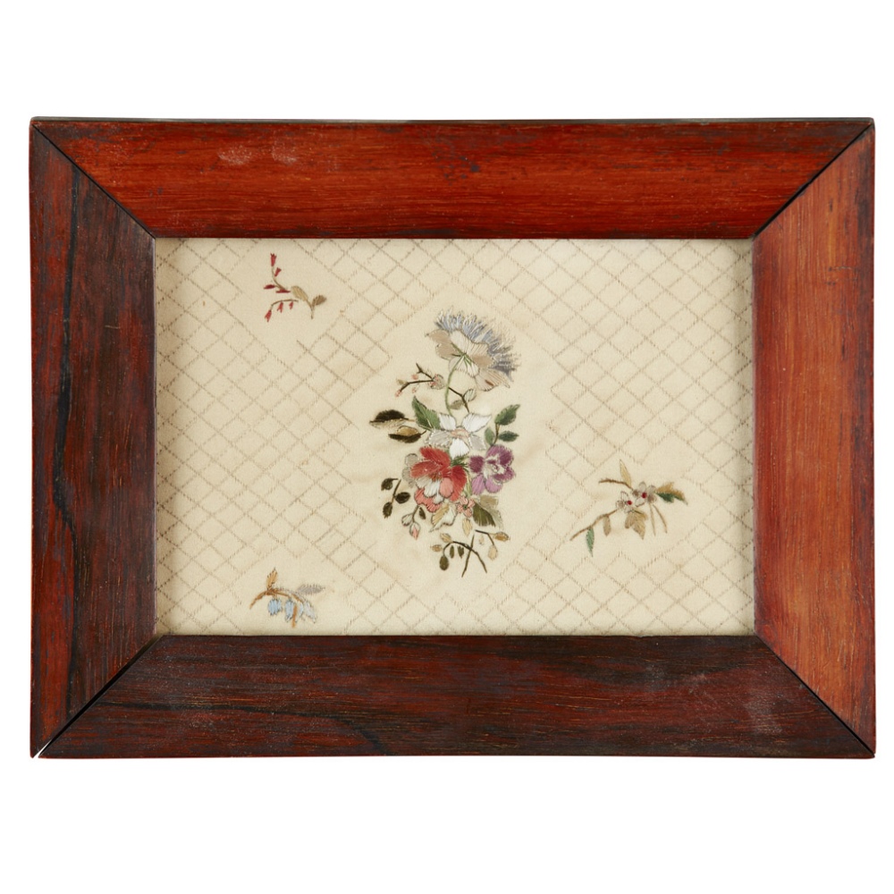 GROUP OF FRAMED EMBROIDERED PANELS AND COSTUME 18TH/19TH CENTURY comprising a section of embroidered - Image 2 of 6