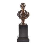 BRONZE BUST OF THE DUKE OF WELLINGTON EARLY 19TH CENTURY medium brown patina, chest length in