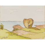 [§] ERNEST ARCHIBALD TAYLOR (SCOTTISH 1874-1951) BY THE SEA signed, charcoal and watercolour 16cm