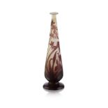 GALLÉ, NANCY CAMEO GLASS VASE, CIRCA 1910 of slender tapering form, the frosted glass body