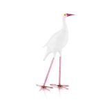 SALVIATI & CIE, MURANO BLOWN GLASS FIGURE OF A STORK with pink glass beak and legs 17cm high