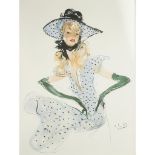 [§] JEAN-GABRIEL DOMERGUE (1889-1962) PORTRAIT OF A LADY lithographic print, framed 82cm x 67cm
