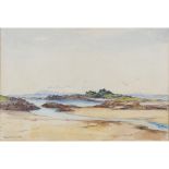 [§] KATE CAMERON R.E., R.S.W. (SCOTTISH 1874-1965) TRAIGH SHORE, WITH DISTANT SKYE signed, pencil