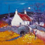 [§] JOHN LOWRIE MORRISON O.B.E. (SCOTTISH B.1948) WINTER MOON, KINTYRE signed, inscribed with