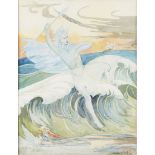 [§] WENDY WOOD (1892-1981) HADNAN, GOD OF THE SEA watercolour, signed lower right WENDY WOOD, 48cm x