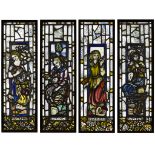 ATTRIBUTED TO MARGARET CHILTON (1875-1962) SET OF THREE STAINED GLASS PANELS, EARLY 20TH CENTURY