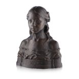 ROBERT MCKEAN (ACTIVE 1909-1913) 'WINNIE' patinated cast plater bust, moulded signature to plinth R.