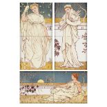 ATTRIBUTED TO E.W. GODWIN FOR MINTON, HOLLINS & CO. GROUP OF THREE TWO-TILE FRAMED PANELS, CIRCA