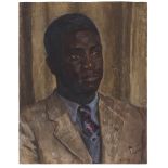 § ROBERT SIVELL R.S.A. (SCOTTISH 1888-1958) PORTRAIT OF KENNETH ONWUKA DIKE signed, signed and