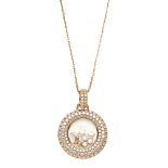 CHOPARD - A 'Happy Diamonds' pendant necklaceof circular outline, the bale and border pavé set
