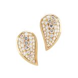 A pair of modern diamond set earringseach of drop shape, pavé set with graduated round brilliant cut