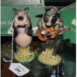 Two John Beswick figures from the Pig Prom series, Chris Guitar 13cm high and John Conductor, both