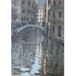 Robert King,  Canal Reflections,  oil on canvas, signed, 35cm x 25cm