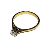 A single stone diamond ring, average 20-25 points, set in 18 carat gold