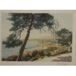 Indistinctly signed in pencil,  Nice Baie Des Anges,  coloured aquatint, 18cm x 26cm