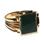 A gents 9 carat gold and blood stone ring