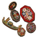 A small collection of micro mosaic brooches