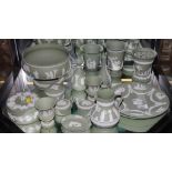 A collection of green Wedgwood Jasperwares