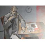 Julian Gordon Mitchell Seated man by a table,  oil on canvas, signed, 76cm x 102cm