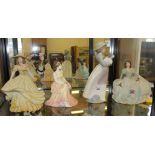 Coalport figurines: Ladies of Fashion - Lady in Lace - Age of Elegance - Tea Dance & On The Balcony.