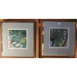 David Suff, a pair of coloured etchings signed in pencil, dated 1990, limited editions 'Shadow'd