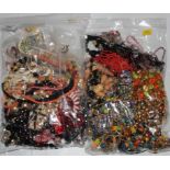 Two bags of costume jewellery