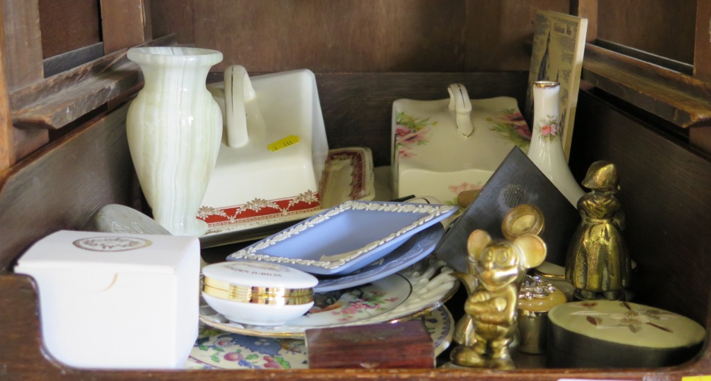 A Ridgway cheese dish and cover, another cheese dish and cover, two Wedgwood Jasperware dishes and