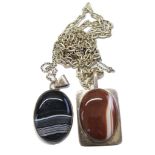 Two silver agate pendant and chains