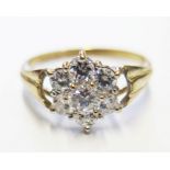 A 9 carat gold ring set C-2 stones