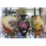 Five late Victorian twin handled ornamental vases (5)