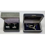 Three pairs of cufflinks, two marked 925 silver, in box