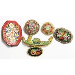 A small collection of micro mosaic brooches