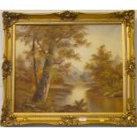 Clara Innes Autumnal river scene  Oil on canvas, signed, 49cm x 60cm