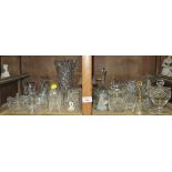 Various cut glass vases, dishes, bowls and bells