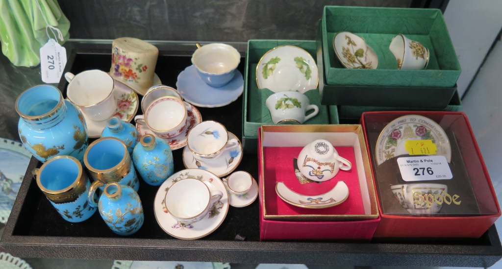 Various miniature teawares and vases, some in presentation boxes