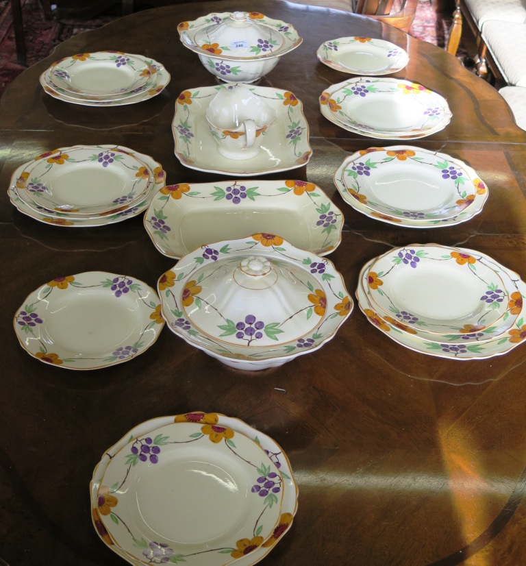 A Crown Ford part dinner service, with Dorothy Dale grape and flower pattern, comprising six place - Image 2 of 2