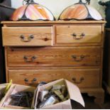 A pine chest of drawers, with two short and two long drawers on bracket feet, 91cm wide