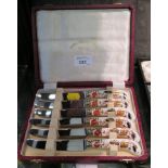 A boxed set of Royal Crown Derby tea knives, Imari pattern