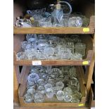 A collection of cut glass salts and various other glassware