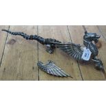 A silver plated presentation horn, in the form of a dragon by Walker and Hall, 51cm long