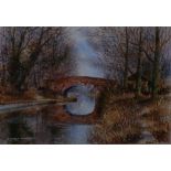 Terry Harrison Bridge over a canal Watercolour, signed, 24cm x 34cm