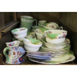 A Paragon part tea service, with floral decoration and green panels, various Jasperwares and a