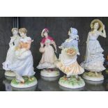 Five Royal Worcester figurines, including Old Country Ways x2, Summer and The Village Bride (5)