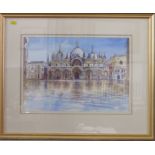 Bill Toop Floods in St Mark's Square, Venice Watercolour, signed and dated '95, 32cm x 46cm