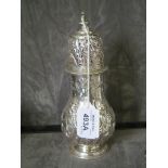 An Edwardian silver sugar sifter of George II style, baluster form with floral beaded decoration