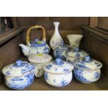 A Japanese blue and white tea service and other ceramics