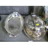 Three silver plated vegetable dishes